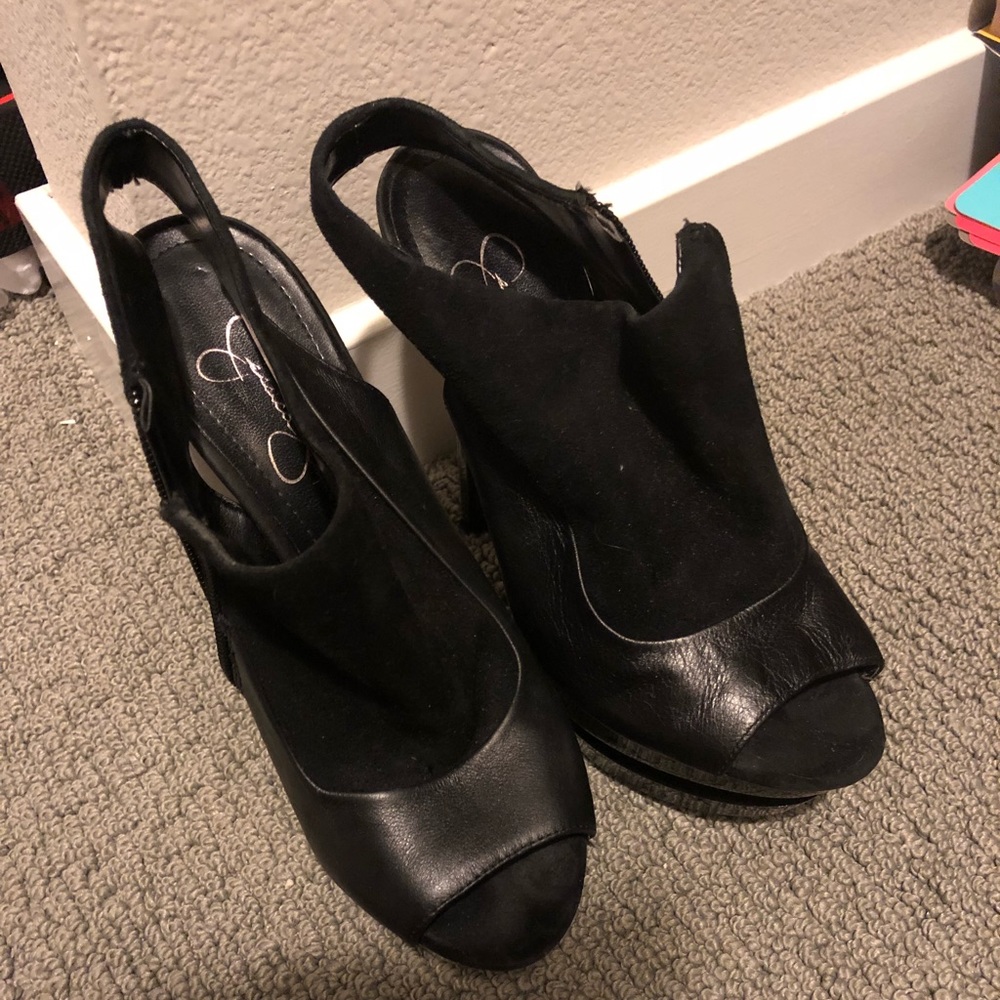 Jessica Simpson Black Platform Stilettos